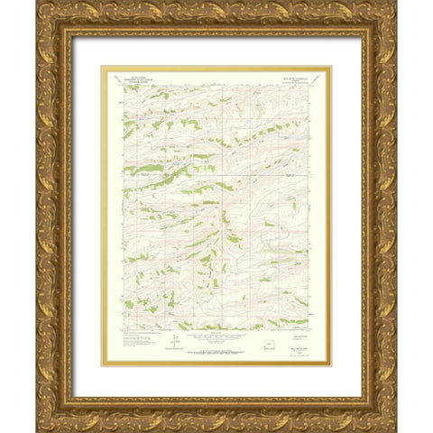 Bell Butte Wyoming Quad - USGS 1962 Gold Ornate Wood Framed Art Print with Double Matting by USGS