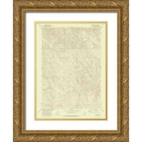 Bear Draw Wyoming Quad - USGS 1972 Gold Ornate Wood Framed Art Print with Double Matting by USGS