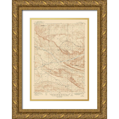 Blue Mesa Wyoming Quad - USGS 1916 Gold Ornate Wood Framed Art Print with Double Matting by USGS