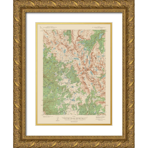 Mt Bonneville Wyoming Quad - USGS 1938 Gold Ornate Wood Framed Art Print with Double Matting by USGS