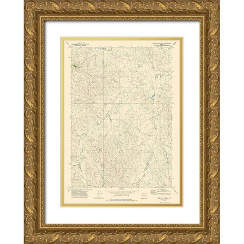 Brislawn School Wyoming Quad - USGS 1972 Gold Ornate Wood Framed Art Print with Double Matting by USGS