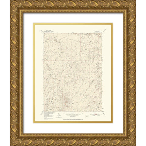Butte Well Wyoming Quad - USGS 1952 Gold Ornate Wood Framed Art Print with Double Matting by USGS