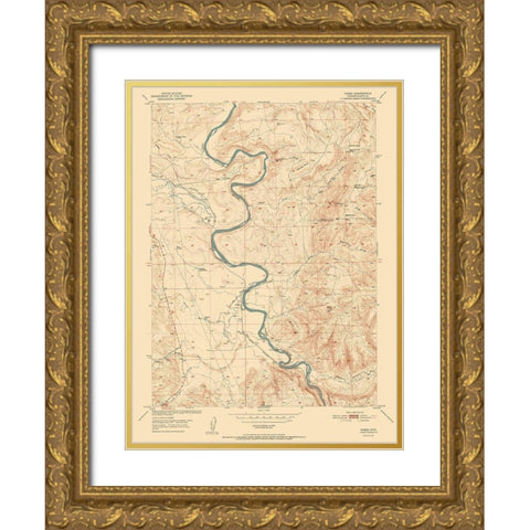 Cassa Wyoming Quad - USGS 1952 Gold Ornate Wood Framed Art Print with Double Matting by USGS