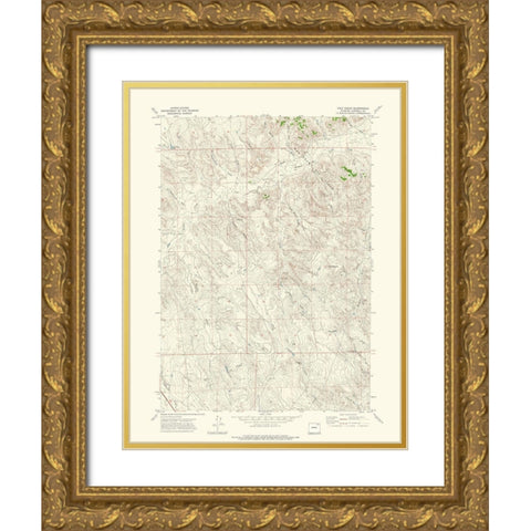 Calf Creek Wyoming Quad - USGS 1971 Gold Ornate Wood Framed Art Print with Double Matting by USGS