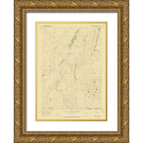 Cornell Gulch Wyoming Quad - USGS 1967 Gold Ornate Wood Framed Art Print with Double Matting by USGS