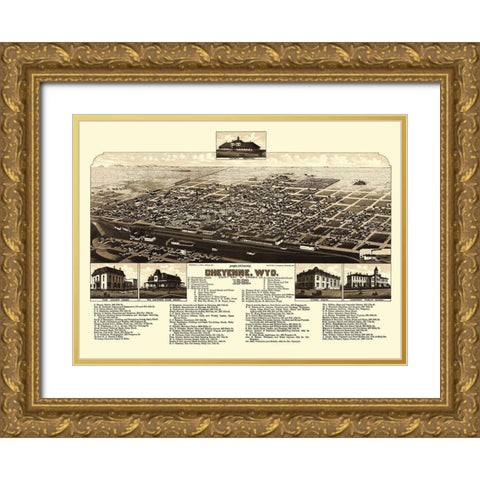 Cheyenne Wyoming - Stoner 1882 Gold Ornate Wood Framed Art Print with Double Matting by Stoner