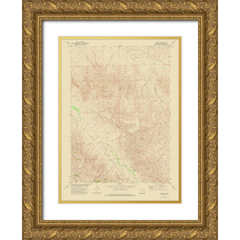 Croton Wyoming Quad - USGS 1972 Gold Ornate Wood Framed Art Print with Double Matting by USGS
