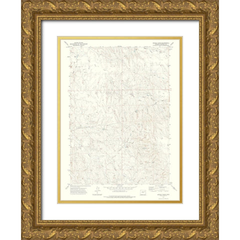 Double Tanks Wyoming Quad - USGS 1971 Gold Ornate Wood Framed Art Print with Double Matting by USGS