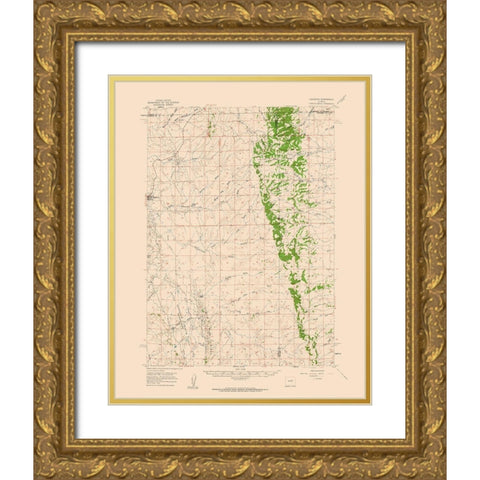 Edgerton Wyoming Quad - USGS 1959 Gold Ornate Wood Framed Art Print with Double Matting by USGS