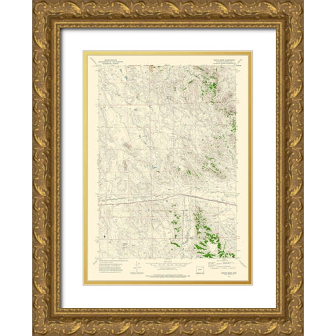Fortin Draw Wyoming Quad - USGS 1971 Gold Ornate Wood Framed Art Print with Double Matting by USGS