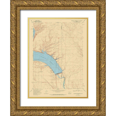 Fontenelle Reservoir Wyoming Quad - USGS 1968 Gold Ornate Wood Framed Art Print with Double Matting by USGS