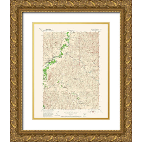 Fort Reno Wyoming Quad - USGS 1953 Gold Ornate Wood Framed Art Print with Double Matting by USGS