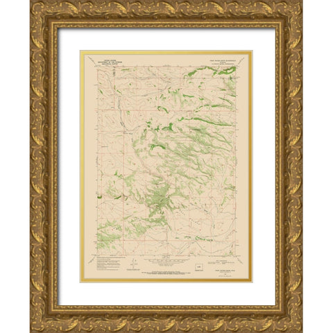 First Water Draw Wyoming Quad - USGS 1968 Gold Ornate Wood Framed Art Print with Double Matting by USGS