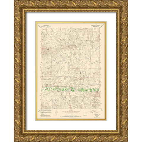 Gates Butte Wyoming Quad - USGS 1952 Gold Ornate Wood Framed Art Print with Double Matting by USGS