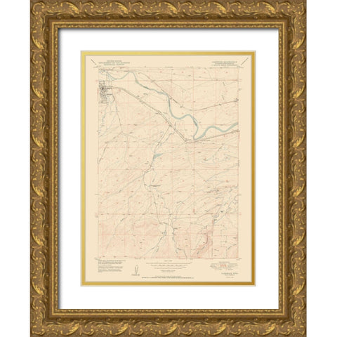 Glenrock Wyoming Quad - USGS 1950 Gold Ornate Wood Framed Art Print with Double Matting by USGS