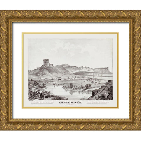Green River Wyoming - Glover 1875 Gold Ornate Wood Framed Art Print with Double Matting by Glover