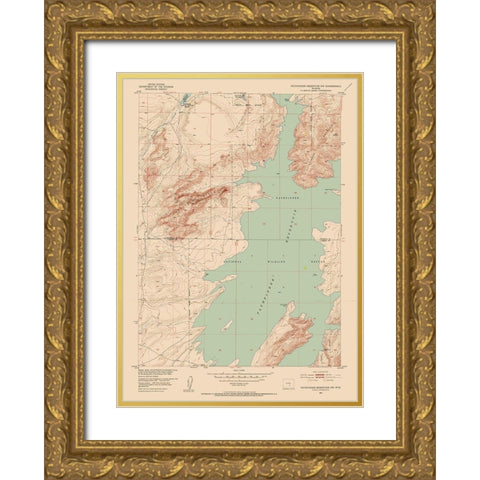Pathfinder Reservoir Wyoming Quad - USGS 1951 Gold Ornate Wood Framed Art Print with Double Matting by USGS