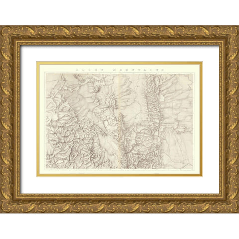 Rocky Mountains Wyoming - Bien 1876 Gold Ornate Wood Framed Art Print with Double Matting by Bien