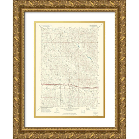 Rozet Wyoming Quad - USGS 1971 Gold Ornate Wood Framed Art Print with Double Matting by USGS