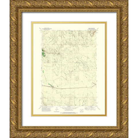 Rozet Wyoming Quad - USGS 1971 Gold Ornate Wood Framed Art Print with Double Matting by USGS