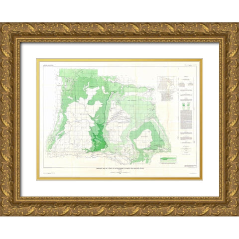 Southwestern Wyoming Adjacent States - Bradley Gold Ornate Wood Framed Art Print with Double Matting by Bradley