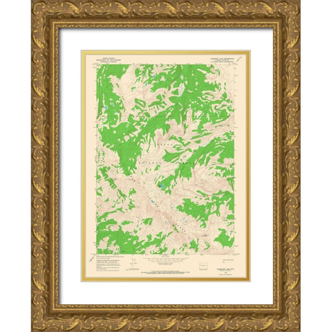 Turquoise Lake Wyoming Quad - USGS 1965 Gold Ornate Wood Framed Art Print with Double Matting by USGS