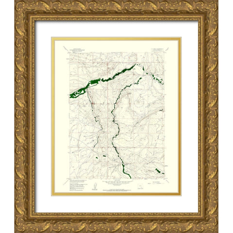 T L Ranch Wyoming Quad - USGS 1958 Gold Ornate Wood Framed Art Print with Double Matting by USGS