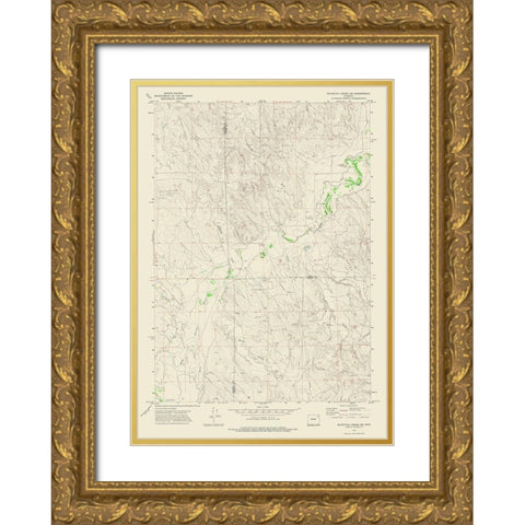 North East Whitetail Creek Wyoming Quad - USGS Gold Ornate Wood Framed Art Print with Double Matting by USGS