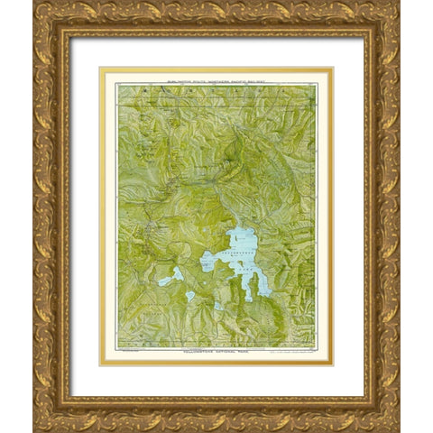 Yellowstone Park - Burlington Route 1898 Gold Ornate Wood Framed Art Print with Double Matting by Poole