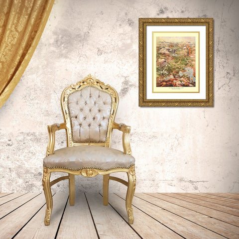 Yellowstone Park Short Line Railroad Wyoming Gold Ornate Wood Framed Art Print with Double Matting by Poole