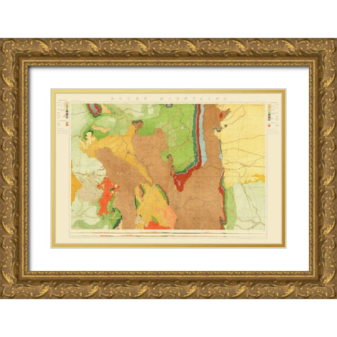 Colorado Rocky Mountains Wyoming - King 1876 Gold Ornate Wood Framed Art Print with Double Matting by King