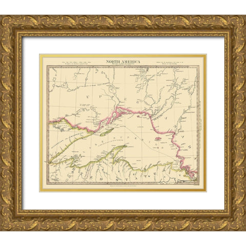 Lake Superior North America - 1832 Gold Ornate Wood Framed Art Print with Double Matting by Baldwin