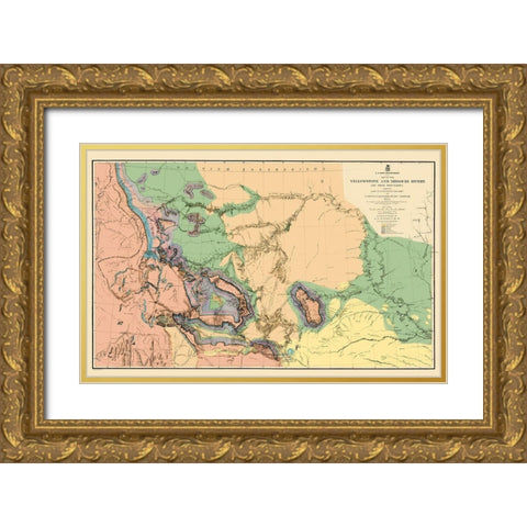 Yellowstone and Missouri River - War Dept 1859 Gold Ornate Wood Framed Art Print with Double Matting by War Dept