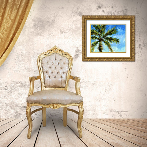 Island Palm I Gold Ornate Wood Framed Art Print with Double Matting by Brey