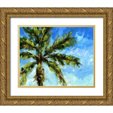 Island Palm I Gold Ornate Wood Framed Art Print with Double Matting by Brey