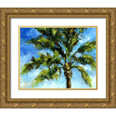 Island Palm II Gold Ornate Wood Framed Art Print with Double Matting by Brey