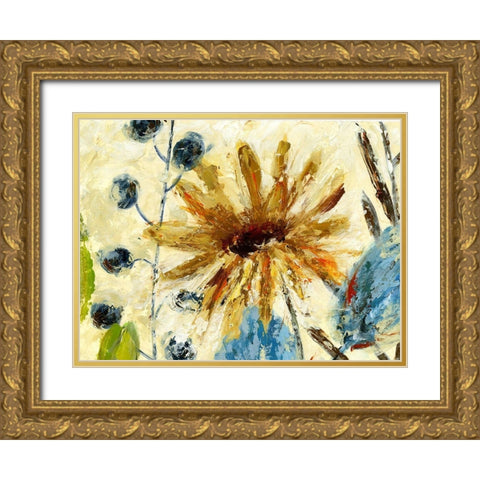 Textured Floral I Gold Ornate Wood Framed Art Print with Double Matting by Brey