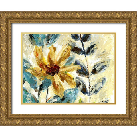 Textured Floral II Gold Ornate Wood Framed Art Print with Double Matting by Brey