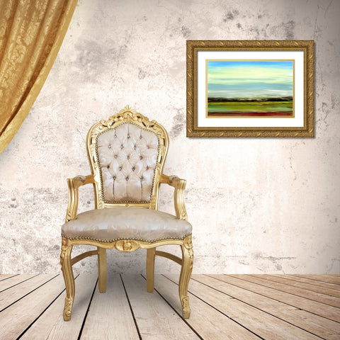 Seaview Landscape Gold Ornate Wood Framed Art Print with Double Matting by Brey
