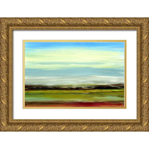 Seaview Landscape Gold Ornate Wood Framed Art Print with Double Matting by Brey