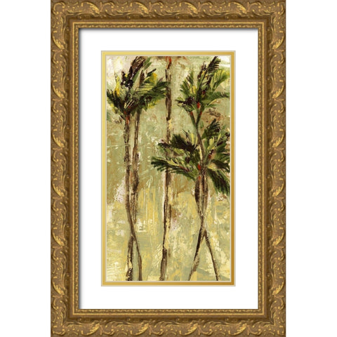 King Palm II Gold Ornate Wood Framed Art Print with Double Matting by Brey