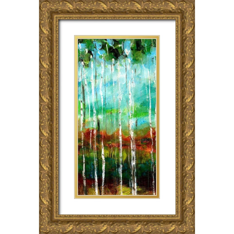 Treeline I Gold Ornate Wood Framed Art Print with Double Matting by Brey