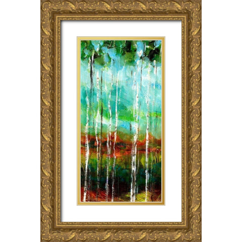 Treeline II Gold Ornate Wood Framed Art Print with Double Matting by Brey