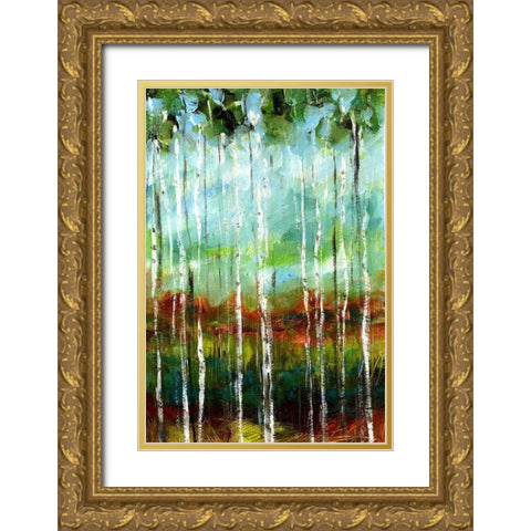 Treeline III Gold Ornate Wood Framed Art Print with Double Matting by Brey