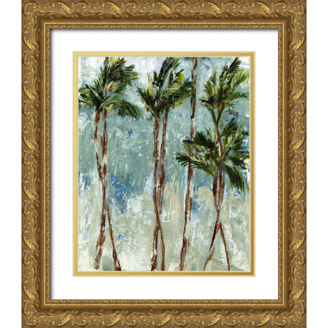 Palm Impressions Gold Ornate Wood Framed Art Print with Double Matting by Brey