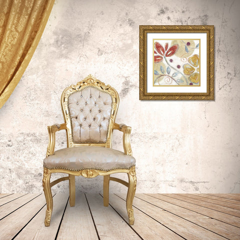 Floral Swirl I Gold Ornate Wood Framed Art Print with Double Matting by Brey