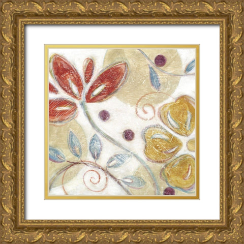 Floral Swirl I Gold Ornate Wood Framed Art Print with Double Matting by Brey