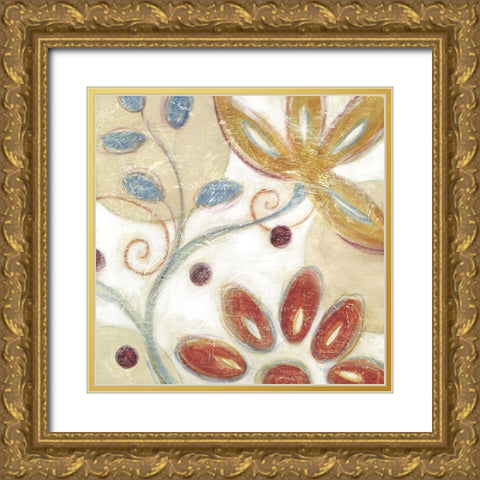 Floral Swirl II Gold Ornate Wood Framed Art Print with Double Matting by Brey