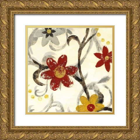 Floral Vines II Gold Ornate Wood Framed Art Print with Double Matting by Brey