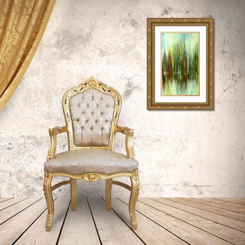 Pond Reflections I Gold Ornate Wood Framed Art Print with Double Matting by Brey